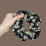 Mqtime Korean Woman Large Elegant Golden thread Flower Cloth Elastics Hair Band Senior Scrunchies Ponytail Holder Girls Hair Accessorie