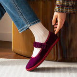MQTIME  -  Pleated Elastic Band Velvet Ballet Flats Shoes Women Spring Autumn Gray Hand Stitch Mary Janes Casual Streetwear Slip-on Loafers