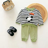 MQTIME  -  2psc Autumn Newborn Infant Baby Girls Boy Cartoon Panda Hoodie + Trousers Streak Set Kids Fashion Baby Clothing