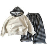  MQTIME  -  Boys Suit Spring and Summer New Childrens Wear Korean Style Boys and Girls Sports Hoodie Striped Pants Two-piece Set