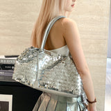  MQTIME  -  Sequins Shoulder Bags for Women Designer New Trendy Fashion Evening Party Bling Square Bag Handbags and Purses