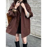 MQTIME  -  High-quality Oversized Stand-collar Trench Coat for Women, Lazy Style Minimalist Outerwear