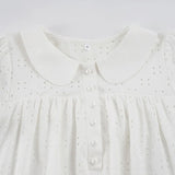 MQTIME  -  Sweet Cute Jacquard Peter Pan Collar Short Sleeve Loose Casual Short Dresses