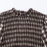  MQTIME  -  Chic Fashion Honeycomb Check Blouses for Women New Long Sleeve Women's Casual Simple Style Shirt And Blouse Woman Tops