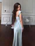 MQTIME  -  Puss Sexy Satin Wedding Dress Women Strap Low-Neck Rhinestone Patchwork Elegant Classic Evening Party Dating Slim Bodycon