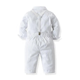 MQTIME  -  White Toddler Boys Suit Gentleman Clothes Baptism Dress Shirt Bib Pants Solid Party Wedding Handsome Kid Clothing 1-6Y Outfit