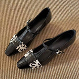 MQTIME  -  Animal-Print T-Strap Buckle Chunky-Heel Women's Pumps and Heels Elegant Pointed-Toe Mary Jane Shoes Comfortable Work High Heels