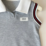 MQTIME  -  Baby Girl College Style Summer 2PCS Clothes Set Polo Collar Kid Girl Vest Top Set Thin Stylish Stripe Pleated Skirt Belle Outfit