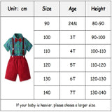 MQTIME  -  Summer Formal Plaid Suit  Boys 2Pcs Short Sleeve Shirt & Suspender Shorts Set Kids Clothes Gentleman Christmas Outfit
