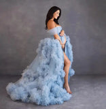 MQTIME  -  tulle robe photo dress Summer 3d Shoulderless Elegance Maternity Dress for Pregnant Women