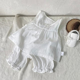  MQTIME  -  New Summer Newborn Baby Girls Clothing Set Sleeveless Cotton Solid Color Shirt+Pants Toddler Baby Girls Clothes Suit