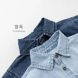 MQTIME  -  Summer New Children Short Sleeve Denim Shirts Boys Girls Lapel Shirts Solid Baby Casual Tops Fashion Kids Clothes