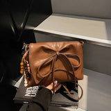  MQTIME  -  Retro Cute Japanese Style PU Leather Bow Shoulder Bag Kawaii Underarm Bags Crossbody Bag Large Capacity Storage Bags Woman Bag