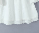 MQTIME  -  Summer New Princess Dress Square Collar Cotton A-line White Dress Embroidered Lace Mini Dress Open Back Vestidos