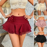  MQTIME  -  Spring and Summer Short Skirt Women's Casual Vacation Solid Color Flower Skirt