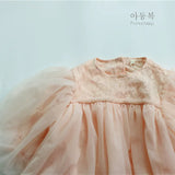 MQTIME  -  Spring Children Princess Dresses Lantern Sleeve Floral Embroidery Baby Girls Birthday Party Ball Gown Dress