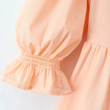MQTIME  -  Fashion Sweet Style Dress Women's Autumn Bubble Sleeve Splicing Design Pleated Skirt