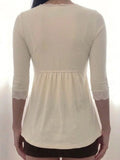  MQTIME  -  Summer Temperament Solid V Neck Half Sleeve Lace Patchwork Folds Casual Women's T-shirts