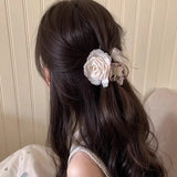MQTIME  -  Elegant Rose Flower Hair Claw For Women Girls Sweet Hair Ornament Back Head Floral Hair Clip Hairpin Fashion Hair Accessories