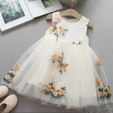 MQTIME  -  Elegant Kid Girl Dress Embroidery Flower Lace Ball Gown Princess Dress Wedding Costume Sleeveless Children Clothing Baby A1145