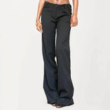 MQTIME  -   New Retro Low Waist Striped Woven Pants Loose Draped Straight Leg Trousers Trendy Commuter Casual Pants for Women
