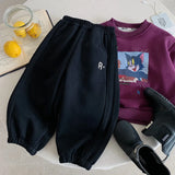 MQTIME  -  Kids Boys Pant Letter Printed Plus Fleece Toddler Baby Boys Jogger New Winter Elastic Waist Infant Boys Harem Pant