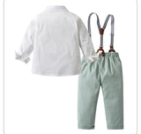MQTIME  -  Spring Autumn Suspender Pants Children's Boys Suit Kids Toddler Baby Boys' British Gentleman's Clothes Suit