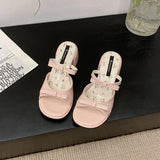 MQTIME  -  Women Sweet Bow Chunky Heel Slides Sandals Open Toe Casual Mules Shoes Floral Lining Summer Style Beach Dress Footwear Ladies
