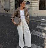 MQTIME  -  Women Casual Suede Jacket Standing Collar Pockets Loose Jacket Coat Fall Winter Fashion High Street Lady Jacket