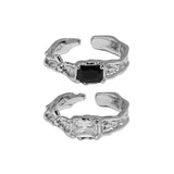Mqtime Fashion Punk Zircon Irregular Texture Open Rings Trendy Design Personality Crystal Adjustable Finger Ring for Women Jewelry