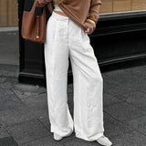 MQTIME  -  Cotton pants, white fashionable wide leg pants, spring and summer new styles, cross-border versatile, casual commuting