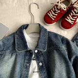  MQTIME  -  Set Spring and Summer New Childrens Clothing Korean Style Boys and Girls Cool Cool White Denim Two-piece Set Simple