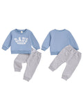 MQTIME  -  Kids Winter 2Pcs Outfits Crew Neck Graphic Print Sweater Solid Color Jogger Pants Warm Tracksuit Set for Boys
