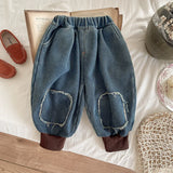 MQTIME  -   Boys Thick Fleece Jeans Pants Autumn Winter New Children Padded Warm Trousers Baby Casual Long Pants Baby Clothes
