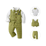 MQTIME  -   Infant Baby Boys Gentleman Clothing Sets White Bowtie Romper Shirts+Vest+Pants Boys Formal 3PCS Suits for Baptism