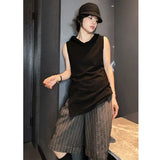 MQTIME  -  Summer New Versatile Casual Suit Shorts for Women Korean Fashion Stripe High Waist Slimming Split Knee Length Pants Women Trendy