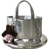 MQTIME  -  Dongda Gate New Silver Large Capaci Faionable mat Handbag Trendy Tote Bag for Women Casual oulder Bag Polyester