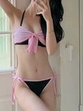 MQTIME  -  Korean Sexy Lace Up Bow Bikinis Women Split Swimsuit Beach Vacation Bikini New All Season Backless Bikinis 2 Piece Set