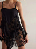 MQTIME  -  Women's Clothing 2025 Autumn New Style Pure Desire Splicing Sexy Irregular Lace Camisole Top