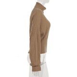 MQTIME  -  Retro Autumn Solid Knitted Hollow Sweater Women Turtleneck Full Batwing Sleeve Loose Casual Versatile Street Pullovers