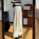 MQTIME  -  Casual Dress Pants Wide-leg Pants All-season Wear Basic Style Stylish Wide-leg Corduroy Trousers Basic Pants S