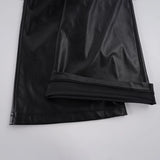  MQTIME  -  Women's Black Faux Leather Wide Leg Culotte Pants Low Waisted With Drawstring Punk Loose Fit Autumn Winter Streetwear Style Chic