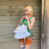 MQTIME  -  Y2K Aesthetic Cloud Decor Canvas Bag Women Detachable Star Pendant Silver Top Handle Fairy Coquette Daily Commute Handbag