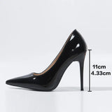 MQTIME  -  Sexy Patent Leather Super High Heel Pumps Women Spring Summer Classic Pointed Toe Black Dress Shoes Woman's Office Shoes