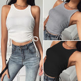 MQTIME  -  2024 New European and American Spring/Summer Fashion New Women's Feeling Single Shoulder Solid Color Slim Fit Folded camisole