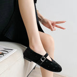 MQTIME  -  Red Velvet Buckle Strap Mary Janes Shoes Women Elegant Spring Autumn Flannel Flats Shoes Black Casual Ladies Shoes Footwear New