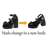 Mqtime Punk Gothic Black Lolita Shoes Women  Chunky Platform High Heels Pumps Woman Plus Size 43 Ankle Straps Y2K Shoes