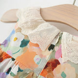 MQTIME  -  2Piece Sets Summer Kids Clothes Korean Cute Doll Collar Sleeveless Cotton Princess Flower Girl Dresses+Bag Toddler Dress B034