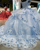 MQTIME  -   Sky Blue Mexican Quinceanera Dresses 3D Flowers Lace Appliques Sweet 16 Dress Vestidos De Quinceanera Ball Gowns