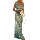 MQTIME  -  Summer New Party Dress Hem Soft Ankle-Length Elegant Bronzing Applique Casual Vest Gown Beach Dresses Female Clothing